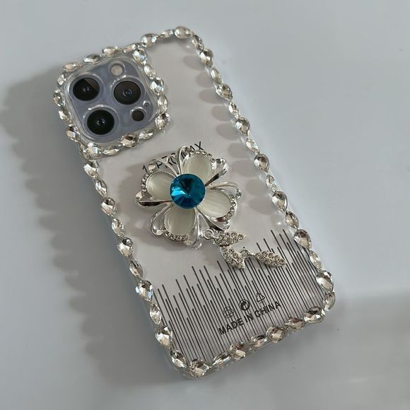 iPhone 14 pro max luxury 3D Flower Diamond Glitter clear - Picture 5 of 9